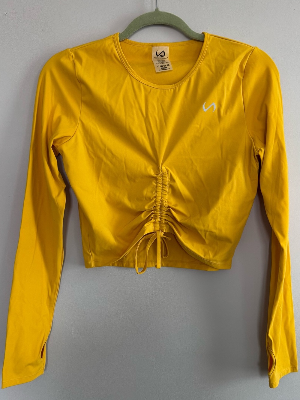 TLF Womens SIZE M Revive Long Sleeve Crop Top Yellow Medium Workout Gym